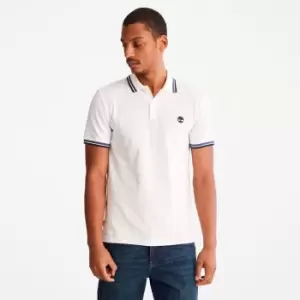Image of Timberland Millers River Tipped Polo Shirt For Men In White, Size S