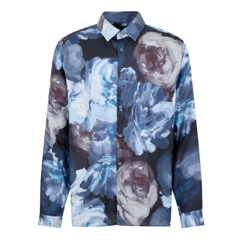 Image of Ted Baker Ted Biton Shirt - Blue Blue 3XL