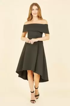 Image of Black Bardot Dipped Hem Dress