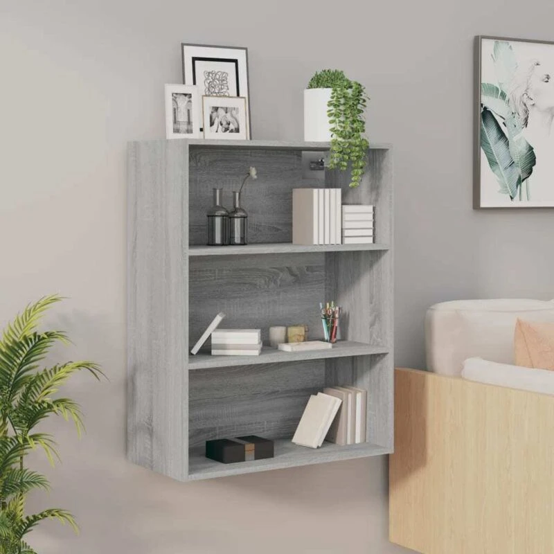 Image of Vidaxl Hanging Wall Cabinet Grey Sonoma 69.5X32.5X90 Cm, Grey 817400