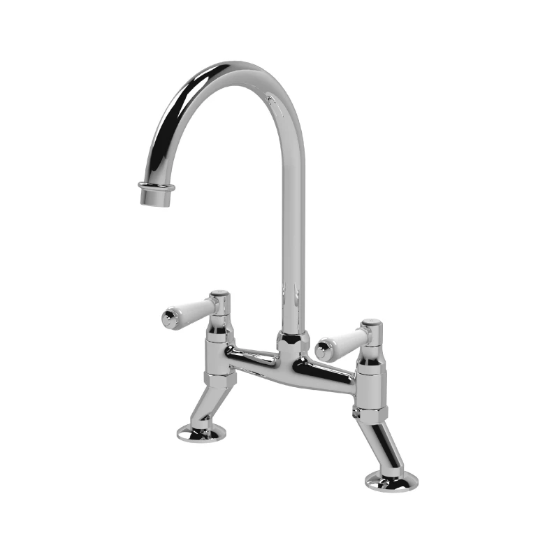 Image of Balterley Traditional Bridge Mixer Kitchen Tap with Lever Handles Chrome Silver