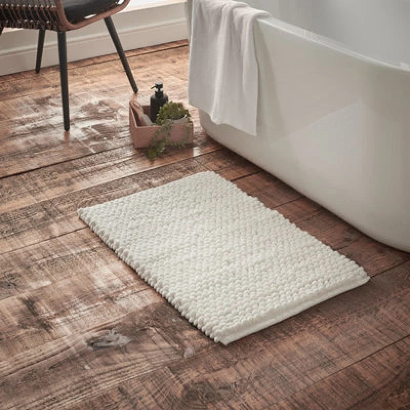 Image of Bianca 'Aspen Bobble' Bath Mat White