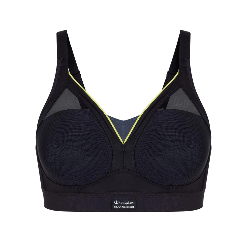 Image of Shock Absorber Shaped Support Sports Bra Black