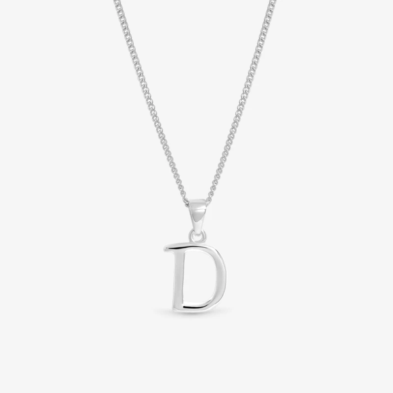 Image of Simply Silver Womens Sterling Silver 925 Initial Pendant - D Silver Female One Size