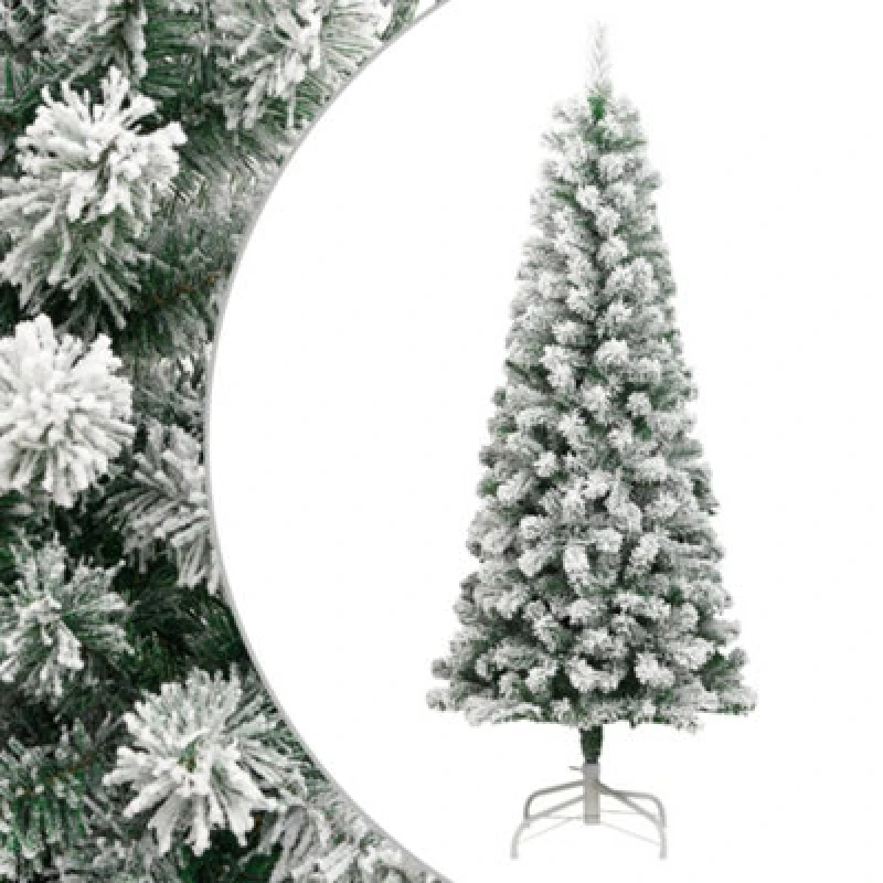 Image of Vidaxl Artificial Hinged Christmas Tree With Flocked Snow 210 Cm, White 358382