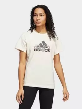 Image of adidas Floral Graphic T-Shirt, Beige Size M Women