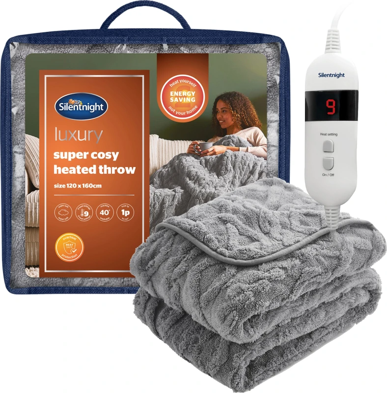Image of Silentnight Luxury Super Cosy Heated Throw - Grey