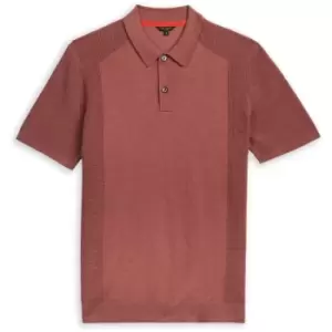 Image of Ted Baker Bump Knitted Polo Shirt - Pink