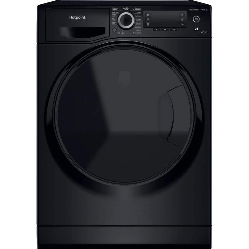 Image of Hotpoint ActiveCare 8kg Wash 6kg Dry 1400RPM Washer Dryer - Energy Saving Steam - Black NDD86448BDAUK Black