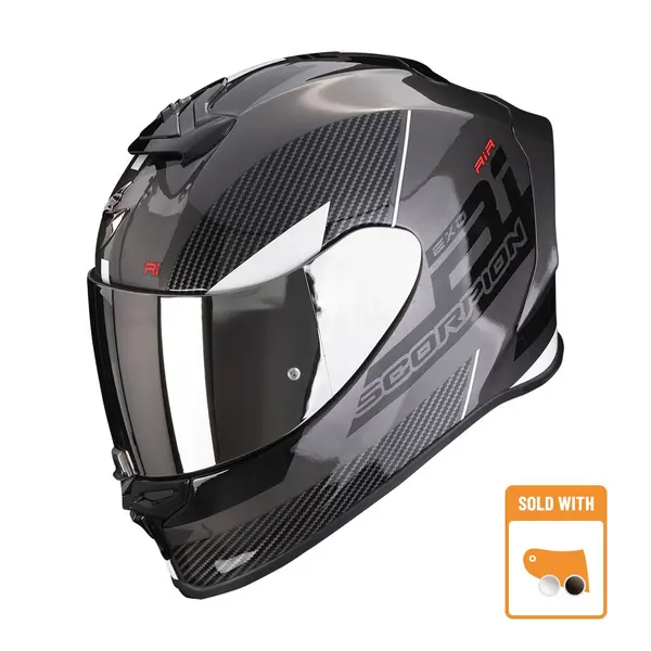 Image of Scorpion Exo-R1 Evo Air Final Dark Silver-Black-White Full Face Helmet Size L