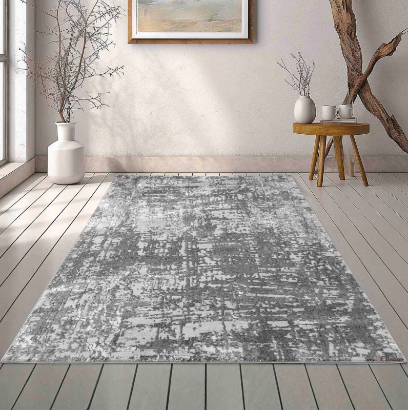 Image of Serenity Modern Abstract Lines Contemporary Area Rugs Grey 160X230 Cm