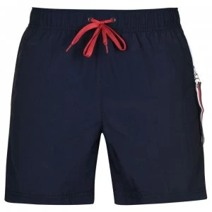Image of Tommy Bodywear Stripe Flag Swim Shorts - Navy Blazer