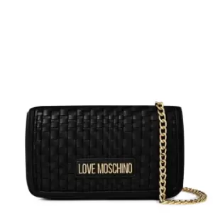 Image of Love Moschino Chain Woven Shoulder Bag - Black