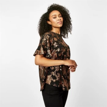 Image of Biba Frill Sleeve Top - Rose Gold Foil