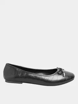 Image of Yours Extra Wide Fit Croc Ballerina - Black, Size Eee, Women