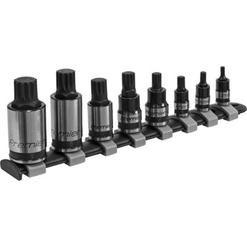 Image of Loops 8pc PREMIUM Spline Socket Bit Set - 1/4" 3/8" & 1/2" Square Drive - M4 to M16 Multi