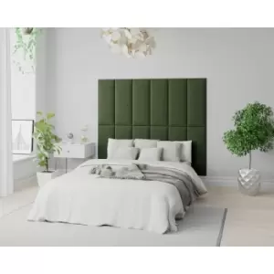Image of EasyMount Wall Mounted Upholstered Panels, Modular diy Headboard in Plush Velvet Fabric, Forest Green (Pack of 4) - Aspire