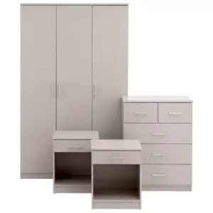 Image of Panama 4 Piece Bedroom Furniture Set Light Grey