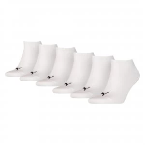 Image of Womens PUMA Unisex Plain Sneaker Socks 6 Pack, White, size 6-8, Clothing