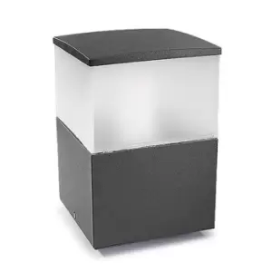 Image of Cubik E27 1 Light Small Outdoor Bollard Light Urban Grey IP54