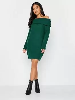 Image of PixieGirl Petite Bardot Tunic Dress, Green, Size 6-8, Women