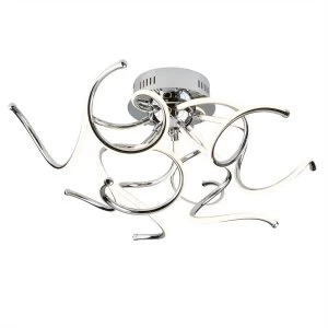 Image of Integrated LED 9 Light Flush Multi Arm Ceiling Light Chrome