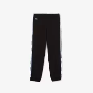 Image of Kids' Lacoste Printed Bands Trackpants Size 8 yrs Black / Blue