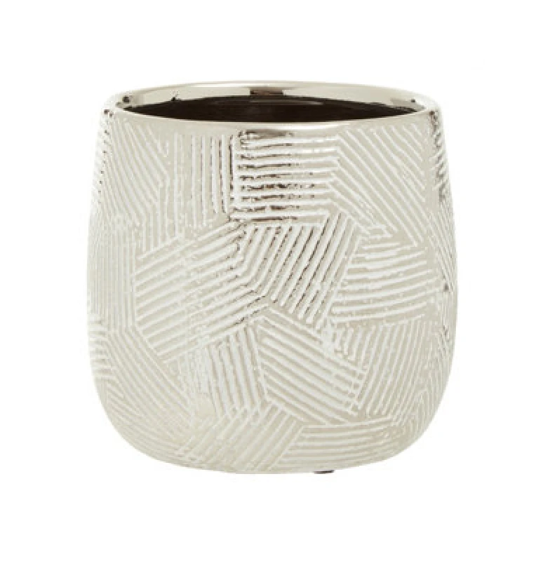 Image of Orsina Honna Small White Silver Ceramic Planter