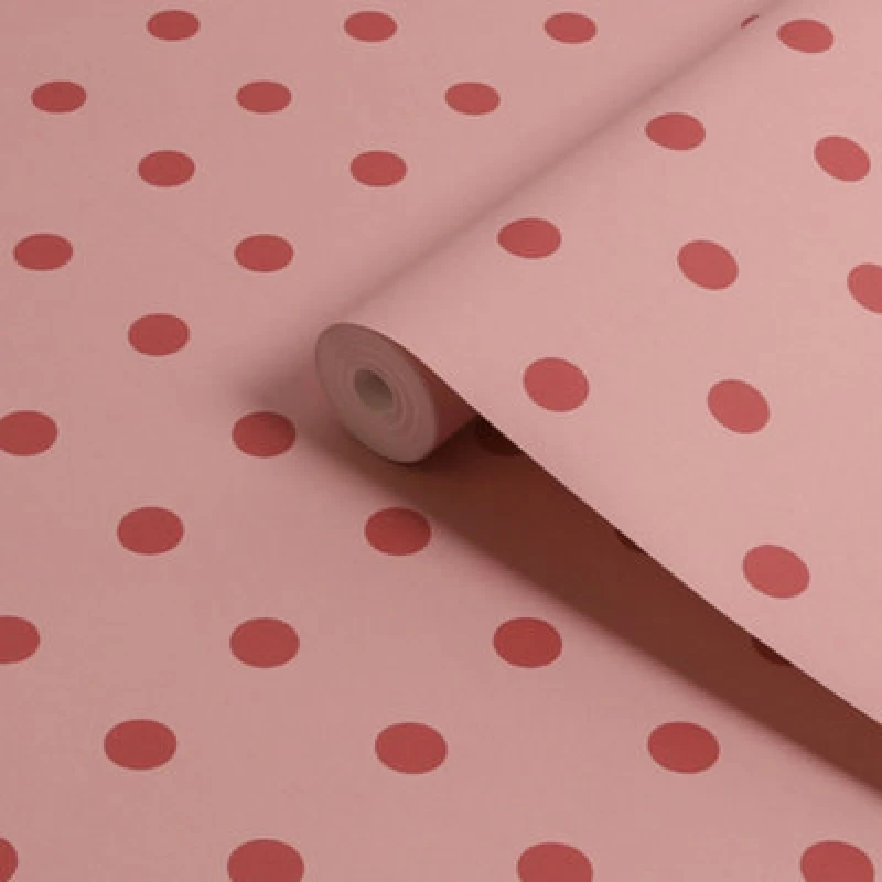 Image of Cath Kidston Button Spot Pink & Red Dotty Wallpaper Wallpaper One Size Red 71747708000