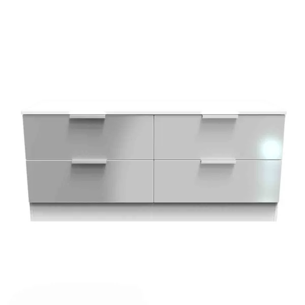 Image of Welcome Furniture Ready Assembled Plymouth 4 Drawer Bed Box In Uniform Grey Gloss & White