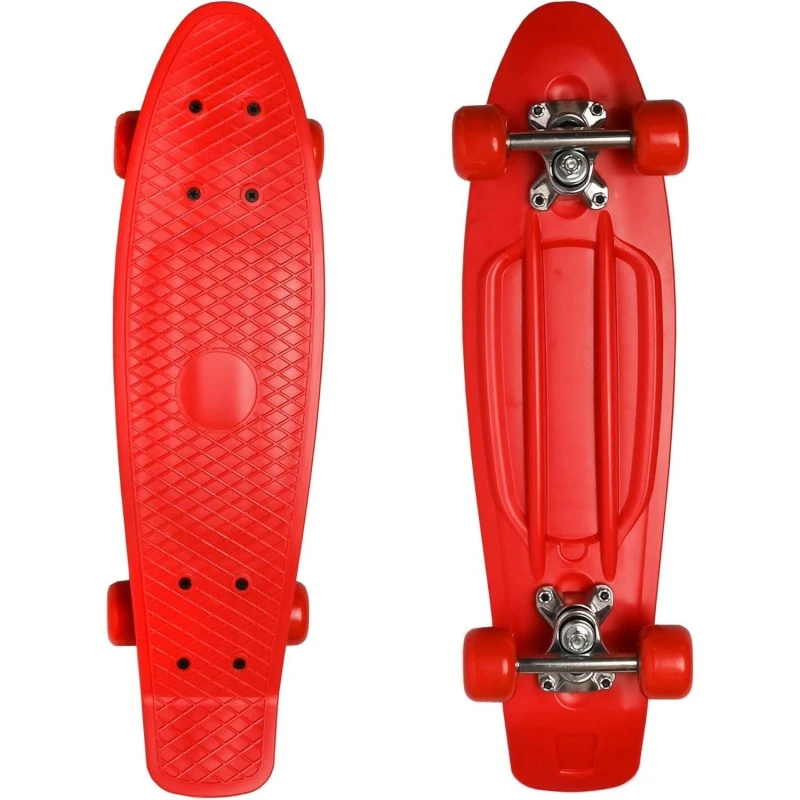 Image of M.Y 22 Retro Cruiser Skateboard - Red Multi Colour unisex One Size