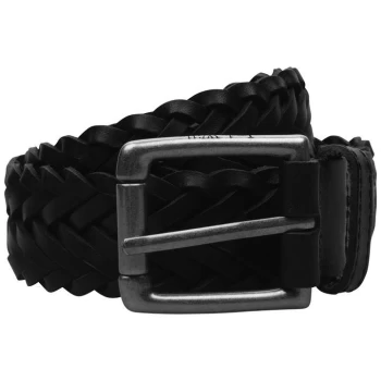 Image of Jack Wills Egerton Leather Weaved Belt - Black