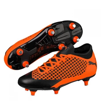 Image of Puma Future 2 Soft Ground Football Boots Junior - Black/Orange