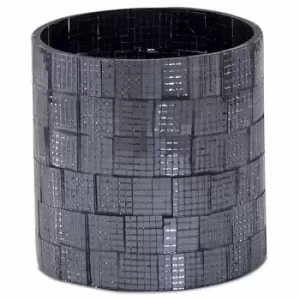 Image of HOMESCAPES Mosaic Glass Wind Light Candle Holder, Glass and Polished Steel Base