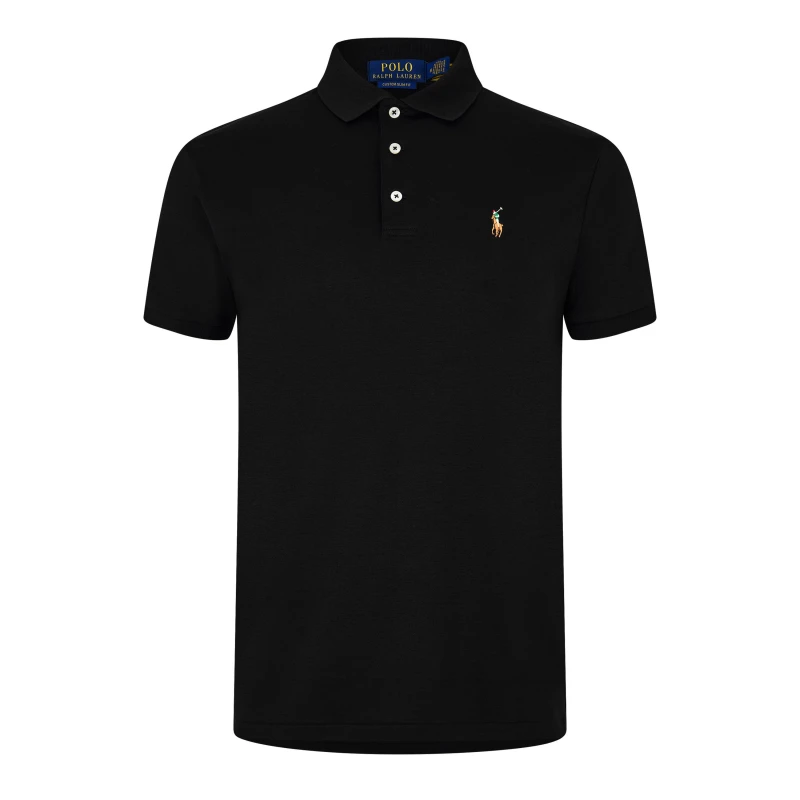 Image of Polo Ralph Lauren Mens Slim Fit Short Sleeve Polo Shirt Polo Black male 2XL