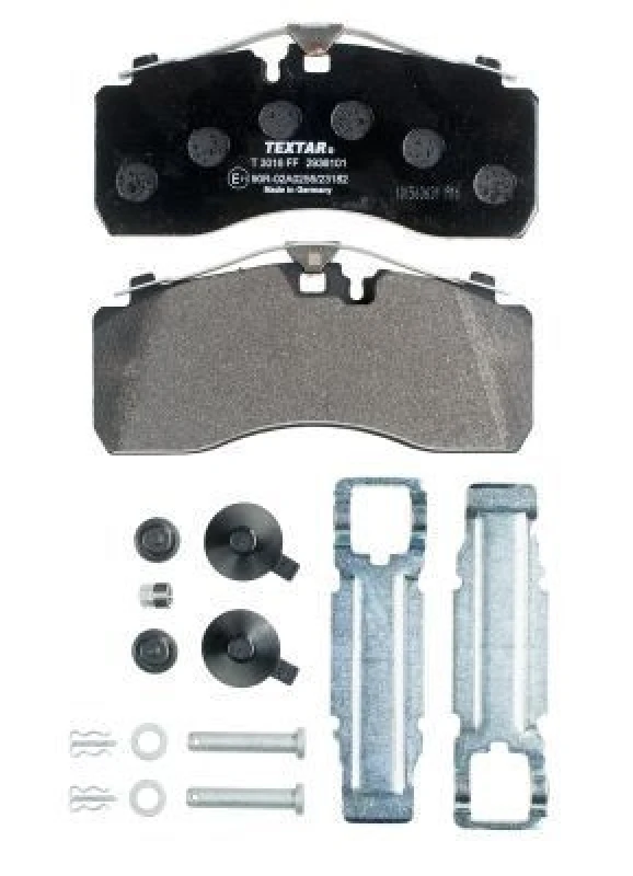 Image of TEXTAR 2936101 Brake pad set prepared for wear warning indicator, with accessories Brake Pad Set,disc brake (402)