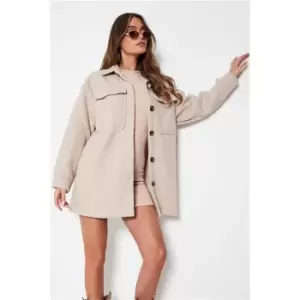 Image of I Saw It First Stone Boucle Cosy Shacket - Brown