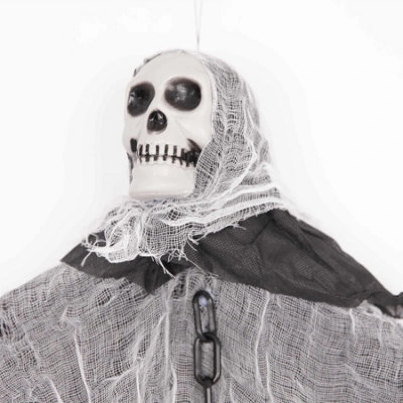 Image of Shatchi Hanging Ghost Skeleton Halloween Decor 90cm Chain Spooky Prop with Chained Arms Black unisex