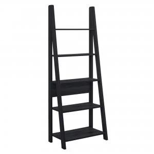 Image of Tiva Wooden Ladder Bookcase Black