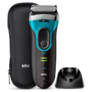 Image of Braun Series 3 Proskin 3080S Electric Shaver - Black/Blue
