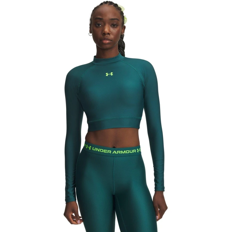 Image of Under Armour UA HG Crop Mock LS Ld63 Rack Green female 10 (S)