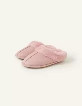 Image of Accessorize Faux Fur Mule Slippers Pink, Size: S