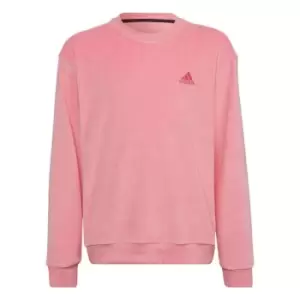 Image of adidas Lounge Velour Regular Sweatshirt Kids - Bliss Pink / Pulse Magenta