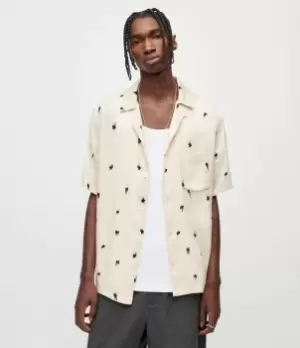 Image of AllSaints Mens Starburn Shirt, Cloud White, Size: S