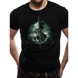 Image of Crimes Of Grindelwald - Deathly Hallows Split Adult Mens X-Large T-Shirt - Black