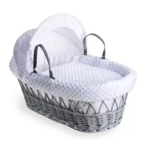 Image of Clair de Lune Dimple Grey Wicker Moses Basket - White
