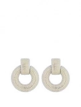 Image of Mood Mood Silver Plated Pearl Door Knocker Earrings