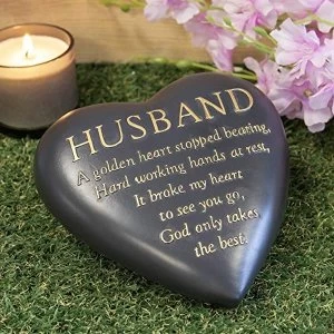 Image of Thought Of You Graveside Dark Grey Heart Memorial - Husband