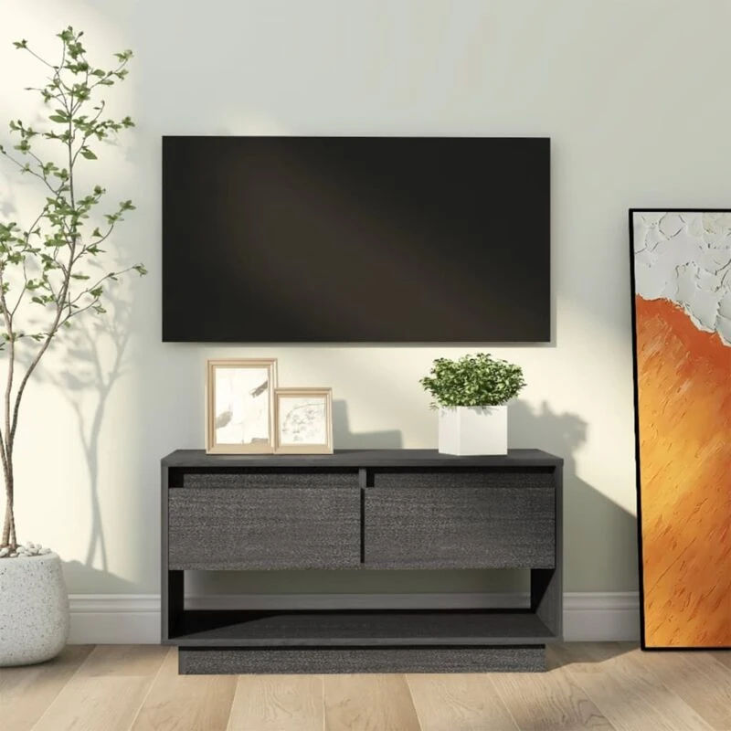 Image of VIDAXL TV Cabinet Grey 74x34x40cm Solid Wood Pine Vidaxl 8720286904794