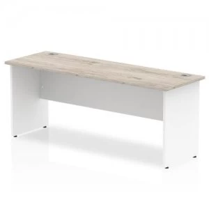 Image of Trexus Slim Rectangular Desk White Cable Managed Leg 1800x600mm Grey